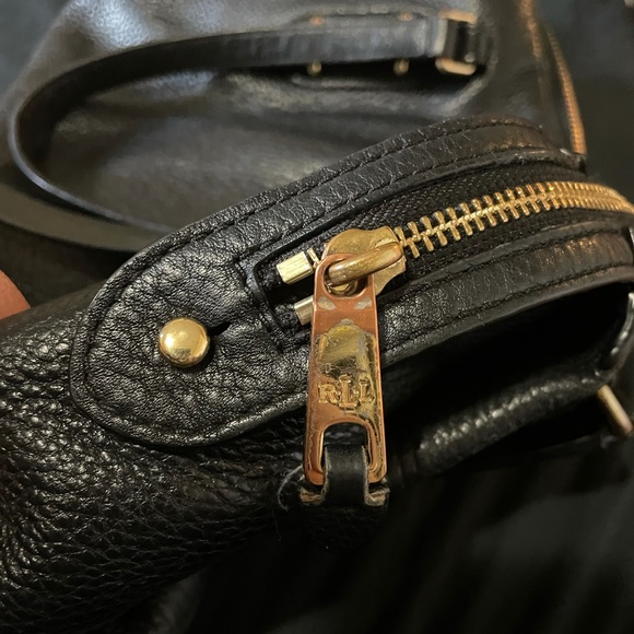 Leather Ralph Lauren Medium Black Satchel Purse - Picture 4 of 6